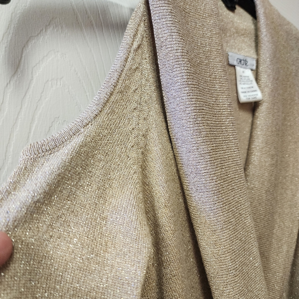 Lds. Size S Cache Gold Shimmer Light Sweater - image 3